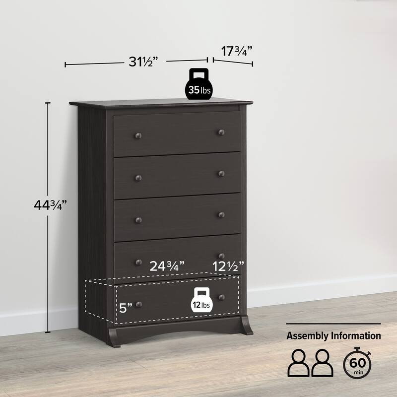 Copper Grove Periyar Washed Black 5-drawer Chest