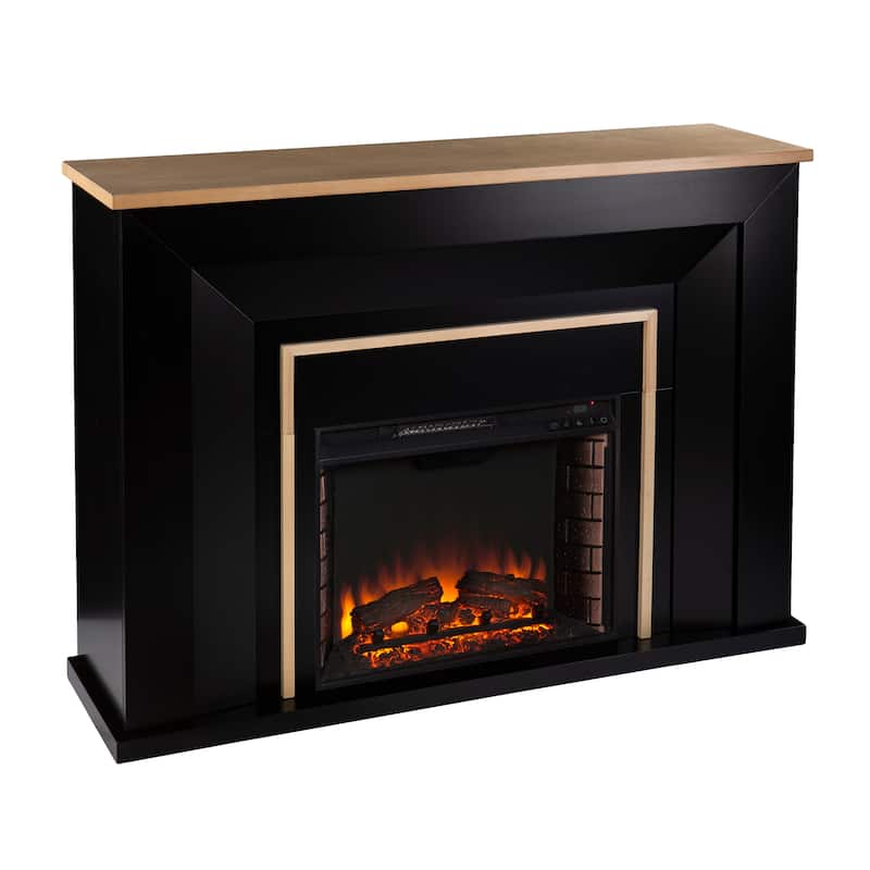 SEI Furniture Cantara Industrial Black Wood Electric Fireplace