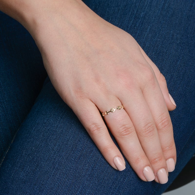 Fremada Italian 14k Gold High Polish Square Station Ring (yellow gold or rose gold)