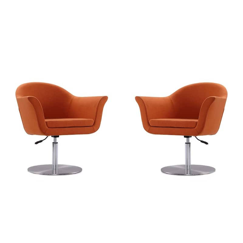 Manhattan Comfort Voyager Metal Woven Swivel Adjustable Accent Chair (Set of 2) - Orange