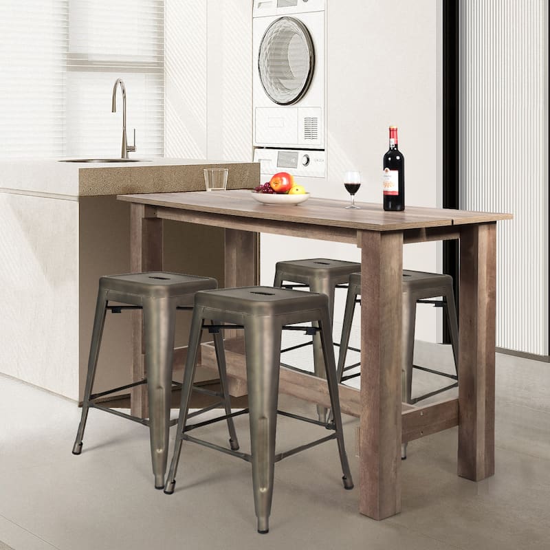 Costway 5 PCS Dining Table Set Kitchen Rectangular Counter Height