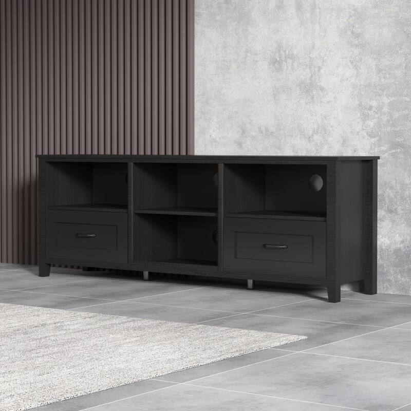 Oaks Aura 70'' TV Stand with 2 Drawers and 4 High-Capacity Storage Compartment, 3 Colors for Living Room and Bedroom
