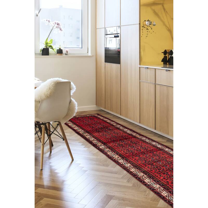 ECARPETGALLERY Hand-knotted Andelz Red Wool Rug - 2'6 x 9'3