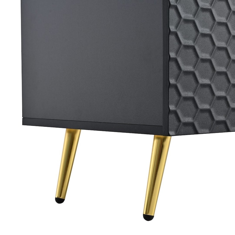 Modern TV Stands with Gold Accents, Fits TVs Up to 80'', White/Black