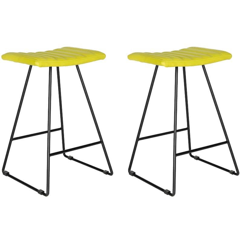 SAFAVIEH Doreen Mid-Century Dining Modern White 27-inch Counter Stool (Set of 2) - 16.5" x 16" x 26"