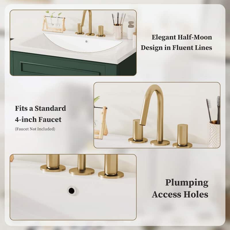 Bathroom Cabinet with 2 Doors,with Integrated Ceramic Sink