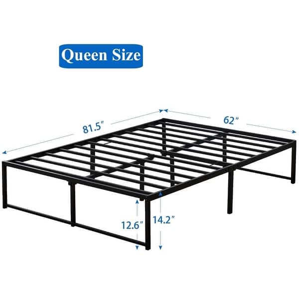 dimension image slide 1 of 3, 14 Inch Bed Frames,3500 lbs Heavy Duty Metal Platform,Steel Slats Support/No Box Spring Needed