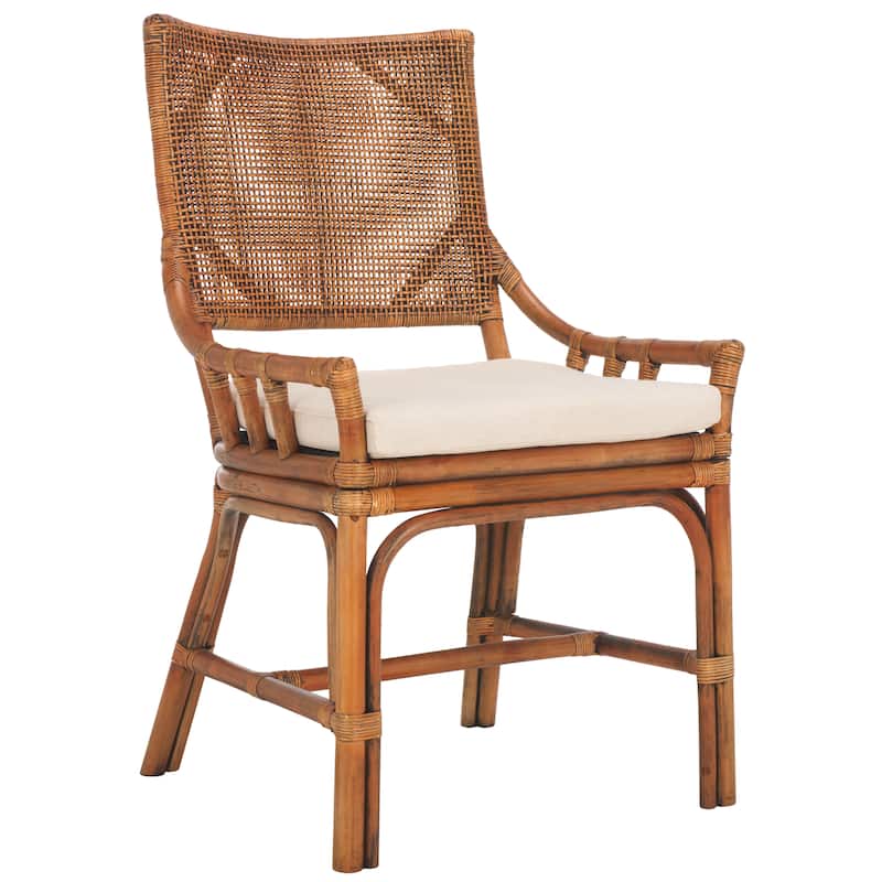 SAFAVIEH Azrielle Coastal Rattan Cushion Chair - 22" W x 24" L x 37" H - 22"W x 24"D x 37"H
