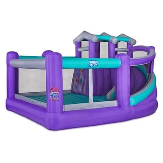 Sunny & Fun Hoop & Slide Bounce House, Bouncy House for Kids with Slide and Air Pump