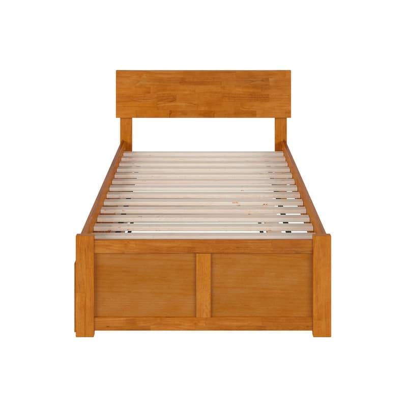 Orlando Platform Bed with Footboard and Twin Trundle Bed
