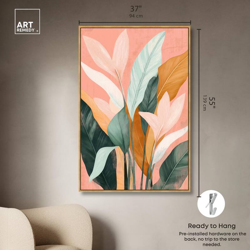 Peach and Palm Canvas by Art Remedy