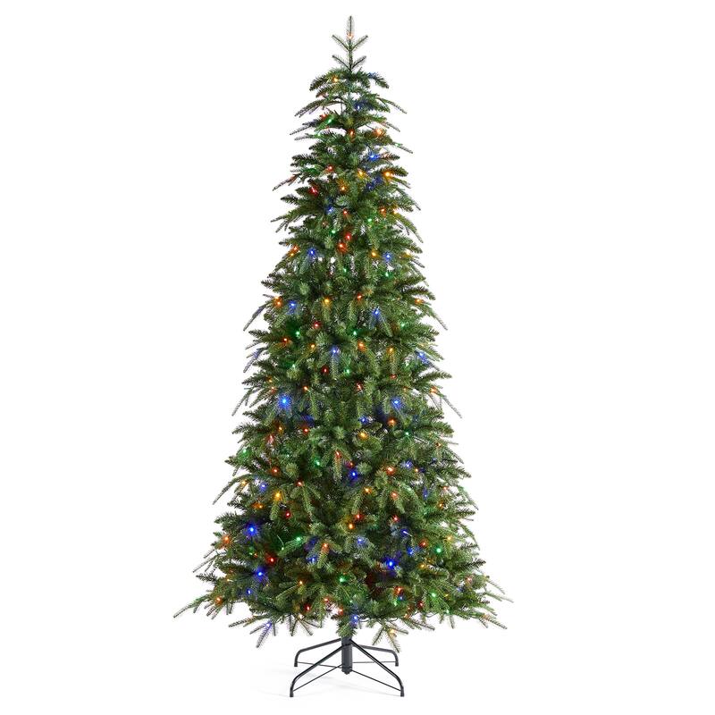 Glitzhome 7.5FT/9FT/11FT/15FT Pre-Lit Green Slim Fir Artificial Christmas Tree with Remote Control