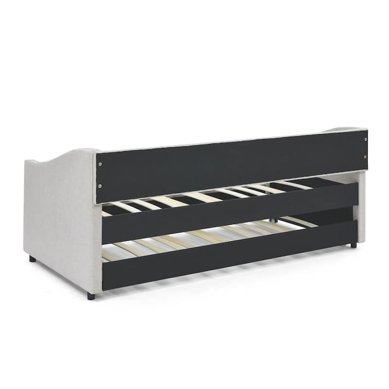 Twin Size Daybed with Trundle Upholstered Tufted Sofa Bed