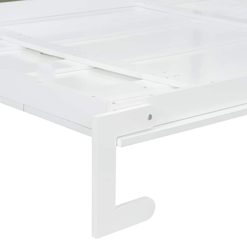 Versatile Queen Size Murphy Bed Wooden Folding Bed Frame integrated with L-shaped Chaise Sectional Sofa and Storage Cabinets