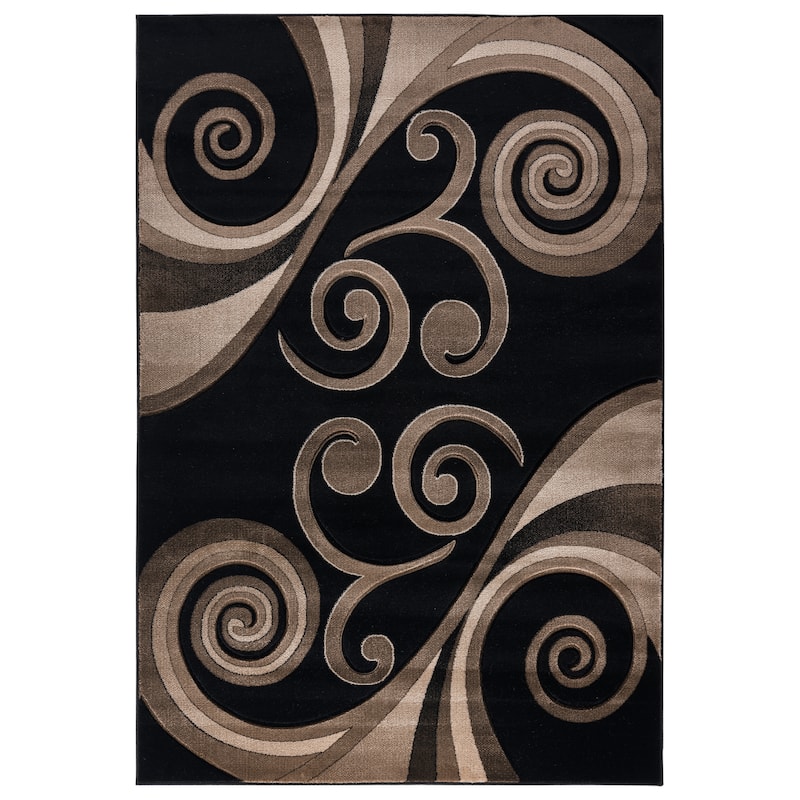Orelsi Collection Abstract Area Rug - 5'2" x 7'5" - Dark Brown/Beige