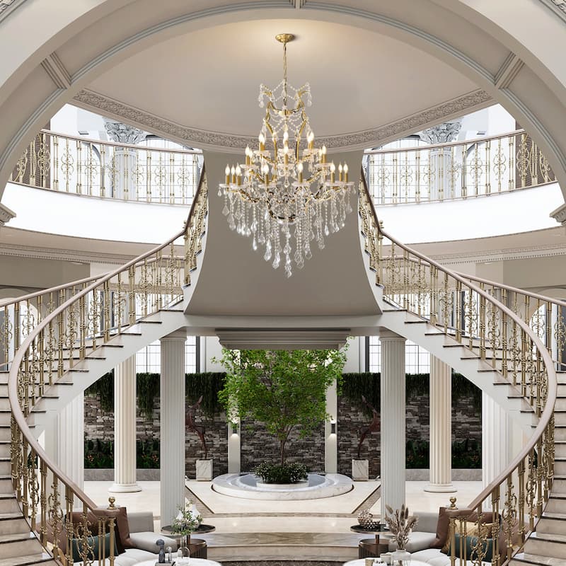 KAYLA Large Crystal Chandelier 28-49in Chandelier Light Fixture Modern Maria Theresa Crystal Chandeliers