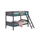 preview thumbnail 2 of 4, Amey Wood Twin Bunk Bed with Angled Ladder, Guardrail, Slat Kit, Gray