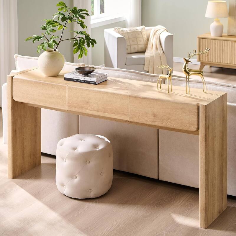 Farmhouse 3-Drawers Console Table, Entryway Table, Sofa Table