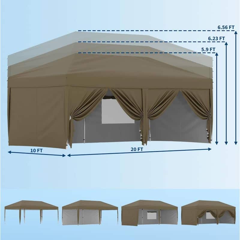 10x20 Pop Up Canopy Tent Outdoor with 6 Removable Sidewalls