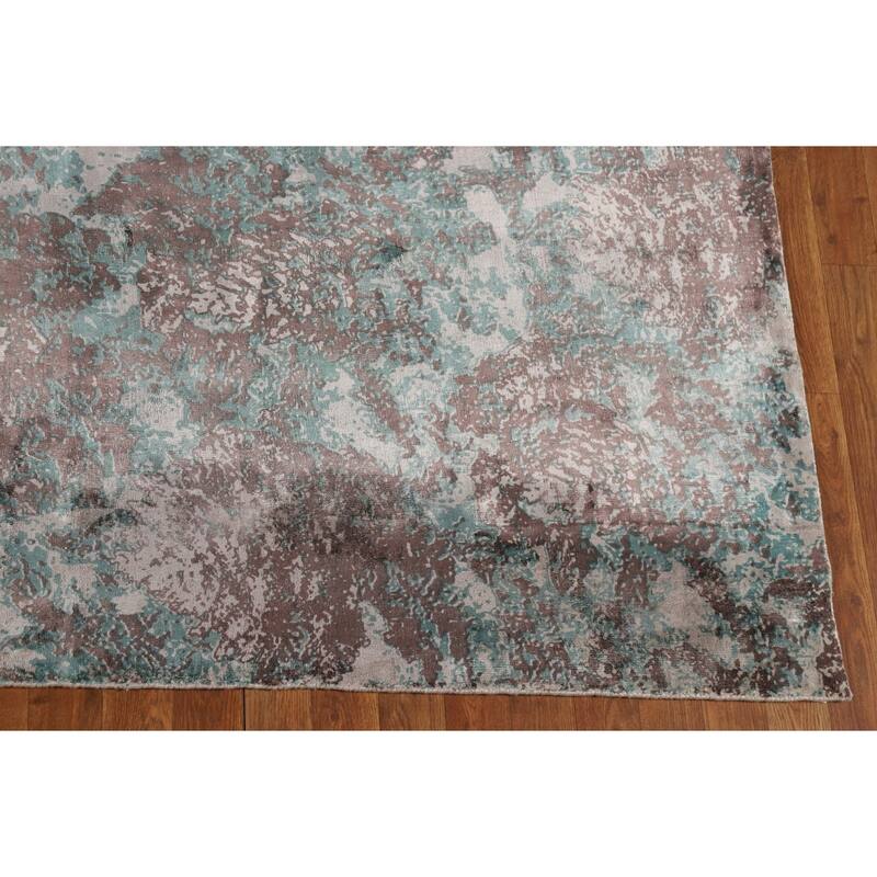 Contemporary Abstract Indian Area Rug Handmade Bedroom Wool Carpet - 8'3"x 9'10"