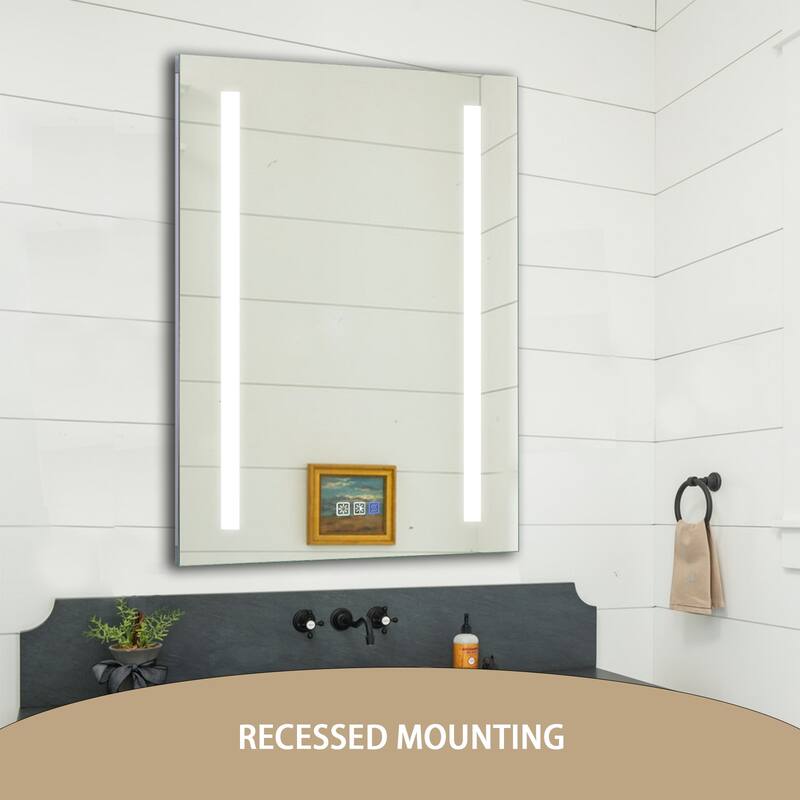 20 in. W x 26 in. H x 5 in. D Rectangular Silver Aluminum Recessed/Surface Mount Medicine Cabinet with Mirror