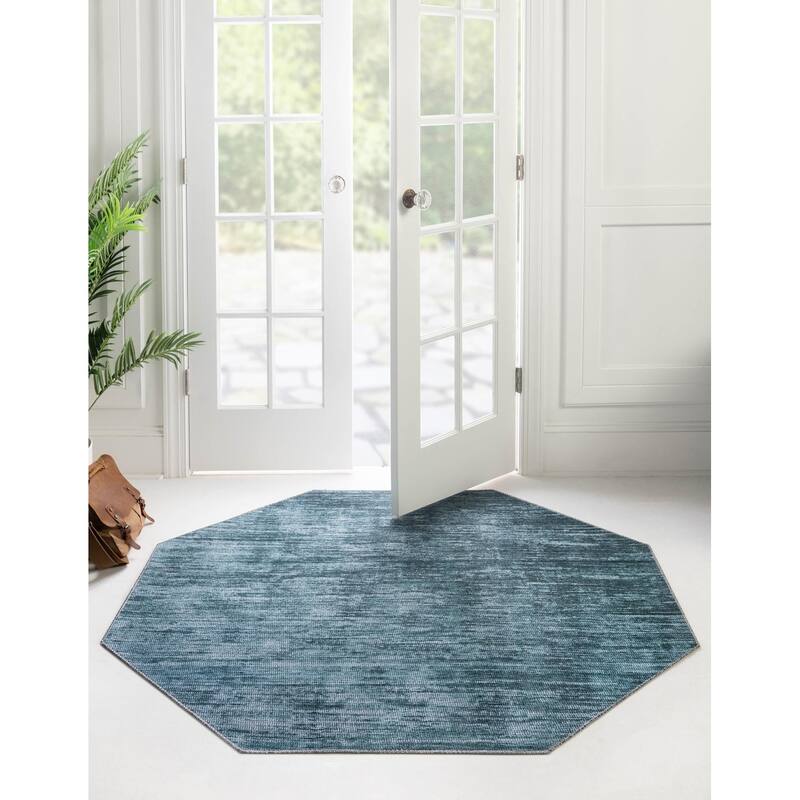 Contemporary Kayst Collection Area Rug - Teal - 5'x5' Octagon