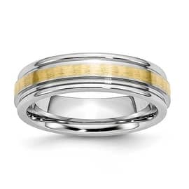 Cobalt Chisel Men S Wedding Bands Groom Rings For Less Chisel Cobalt Chromium 14k Gold Inlay Satin Polish 6mm Band