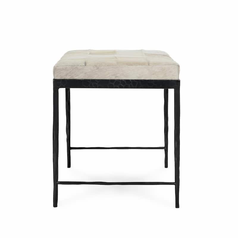Classic Home Achen Leather Hide Ottoman Bench
