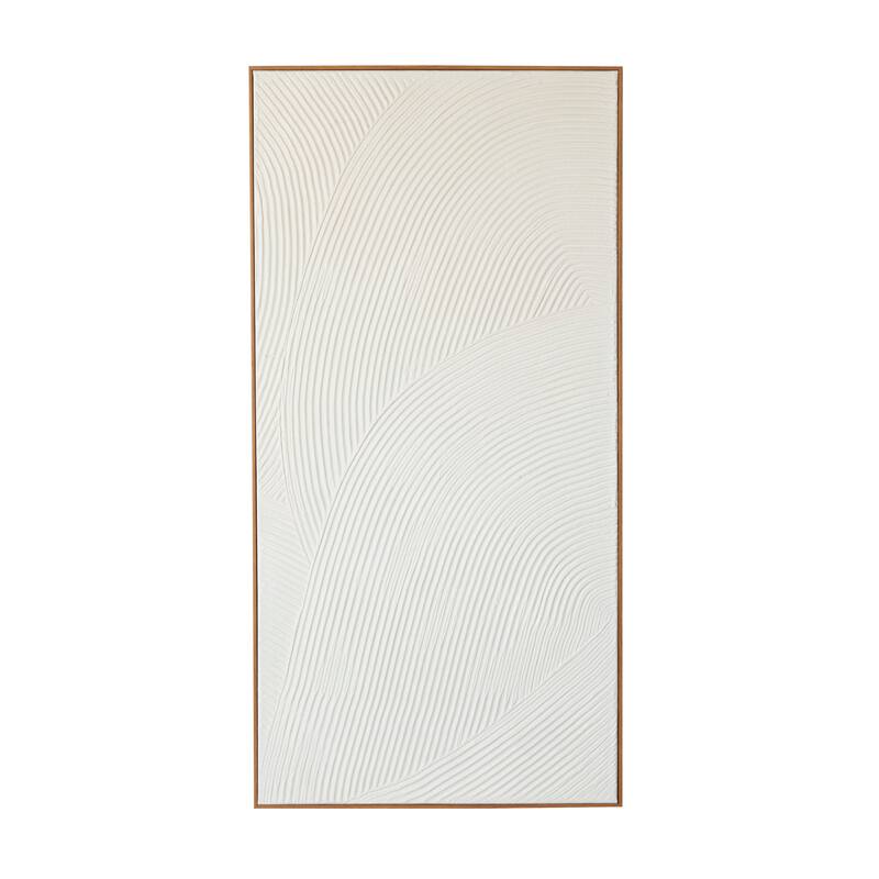 White Canvas Art Deco Inspired Line Art Geometric Framed Wall Art with Gold Frame