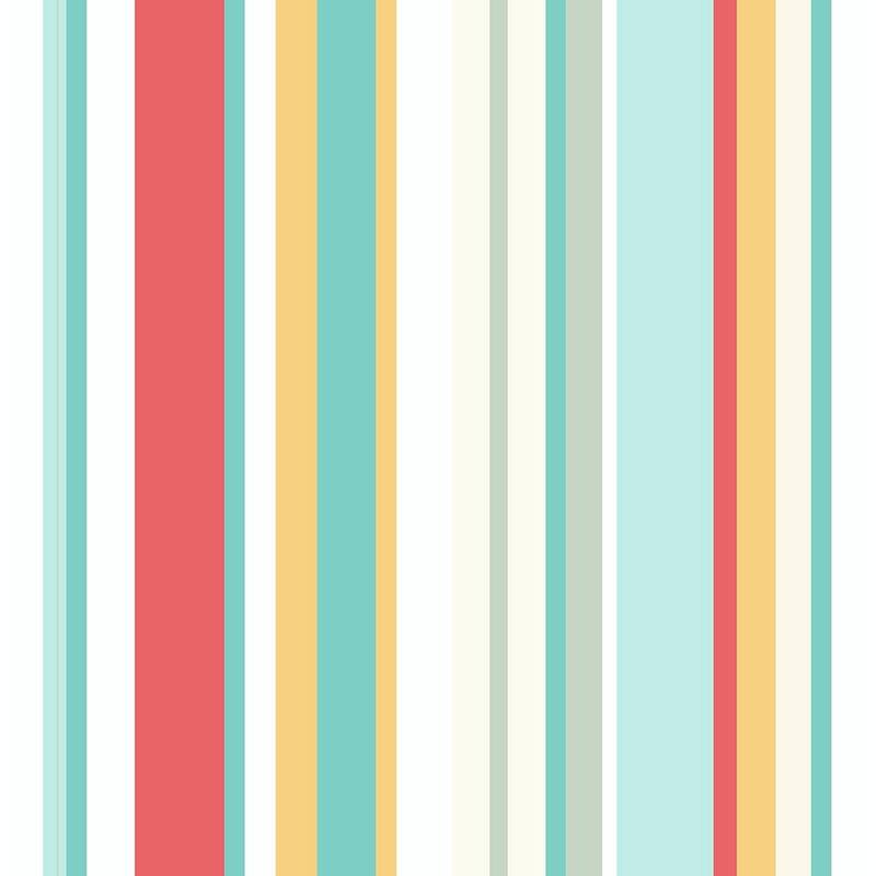 Seabrook Designs Walk the Line Unpasted Wallpaper - 20.5 in. W x 33 ft. L - Teal & Cherry