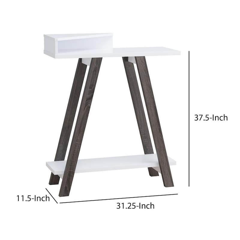 Baki 38 Inch Modern Wood Side Console Table, Corner Compartment - 11.5 L x 31.25 W x 37.5 H Inches