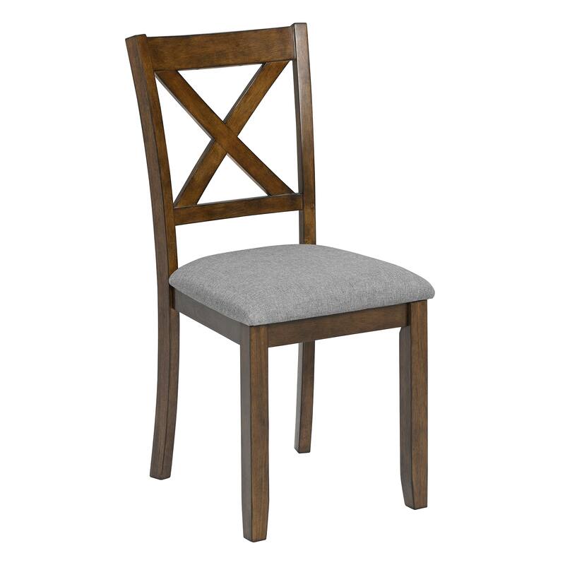 Modern Style 5 Piece Wooden Table Set w/4 X Backrest Upholstered Chair