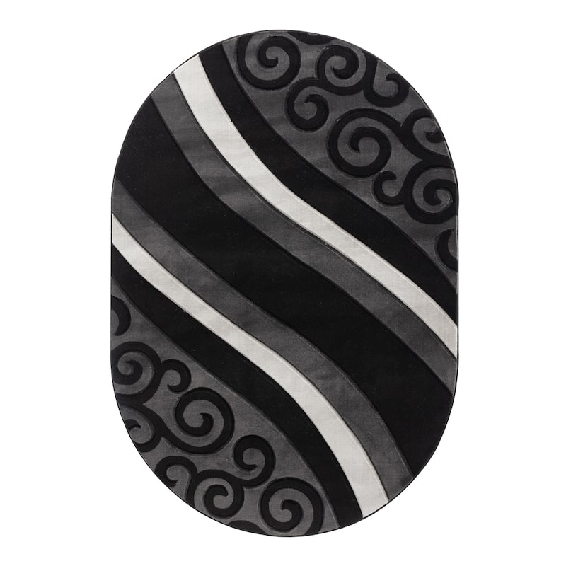 Glamour Grey/Black Polypropylene Area Rug