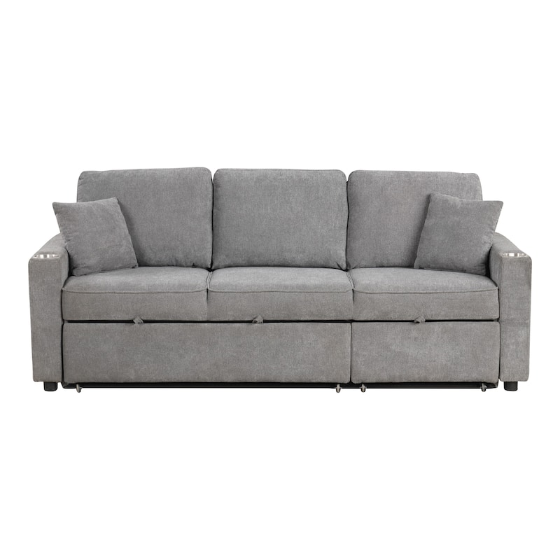 Furniture of America Durem Modern Space-Saving Sleeper Sofa Sectional with Cup Holders