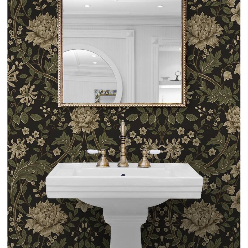 Seabrook Designs Honeysuckle Floral Prepasted Wallpaper