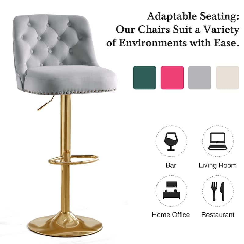 HOMYKA 360 Degrees Swivel Bar Chair With Adjustable Height and Metal Feet Bar Stool Set of 2