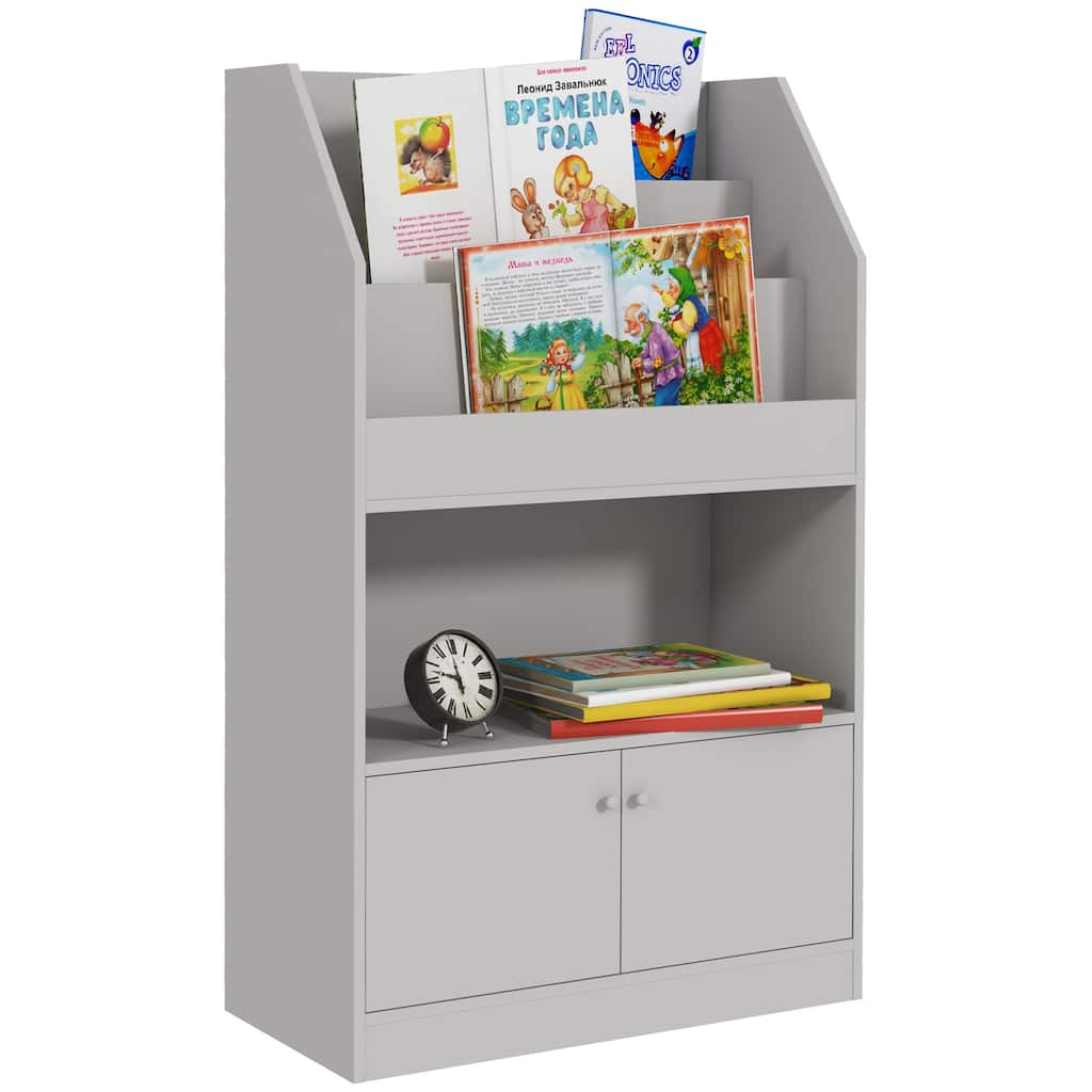 Qaba Kids Bookshelf, Toy Storage Organizer Toddler Bookcase for Bedroom, Playroom, Nursery, 3-8 Years Old