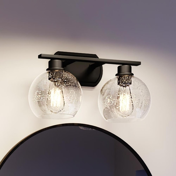 Luxury Utilitarian Bath Vanity Light, 8.5"H x 16.5"W, with Modern Farmhouse Style, Matte Black, by Urban Ambiance. Opens flyout.