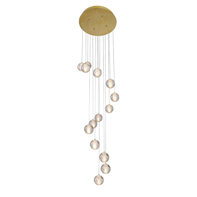 Gold Metal Chandelier with Clear Bubble Crystal Balls