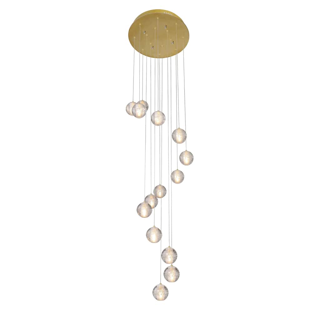 Gold Metal Chandelier with Clear Bubble Crystal Balls