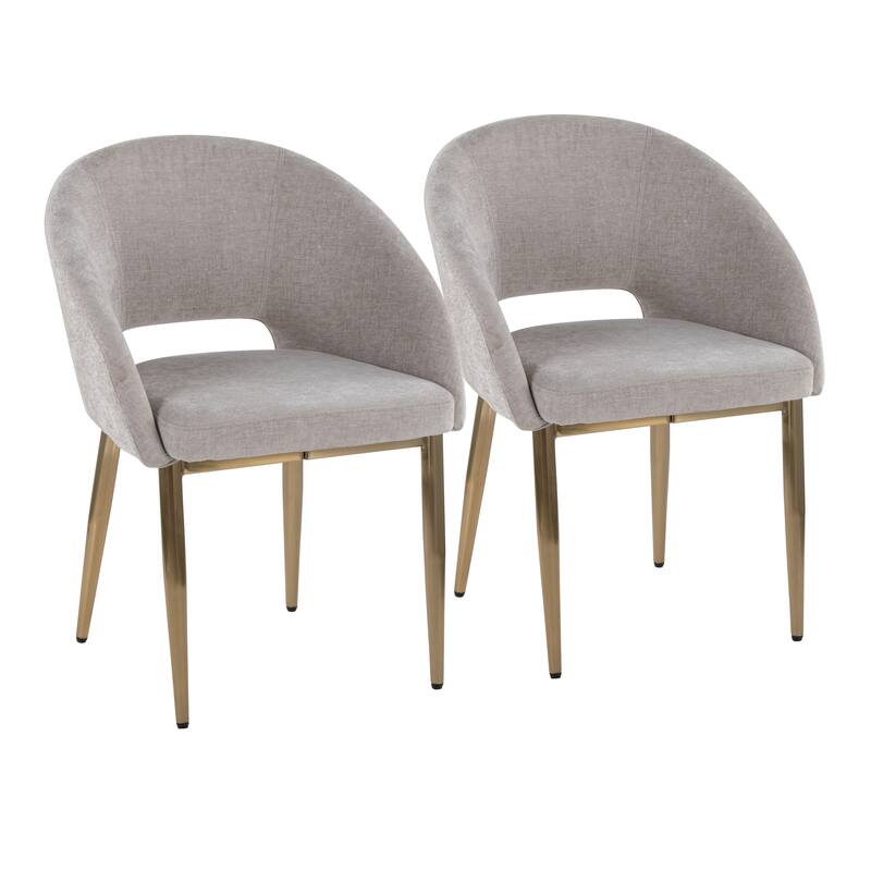 Renee Upholstered Chair - Set Of 2 - Silver Fabric/Gold Finish