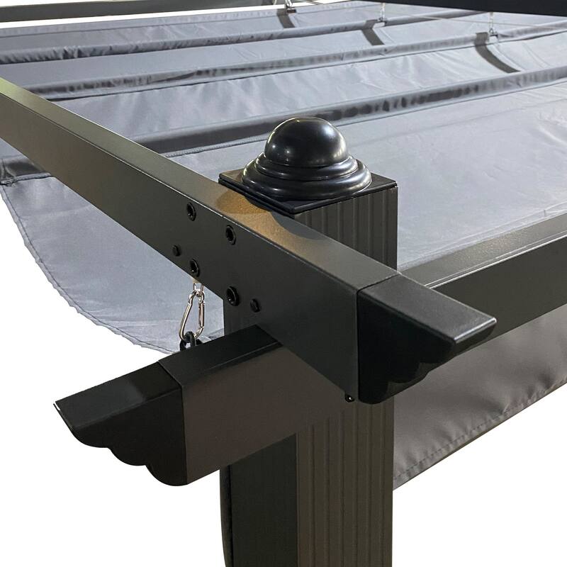 13' x10' Outdoor Steel Patio Pergola with Grey Shade Canopy