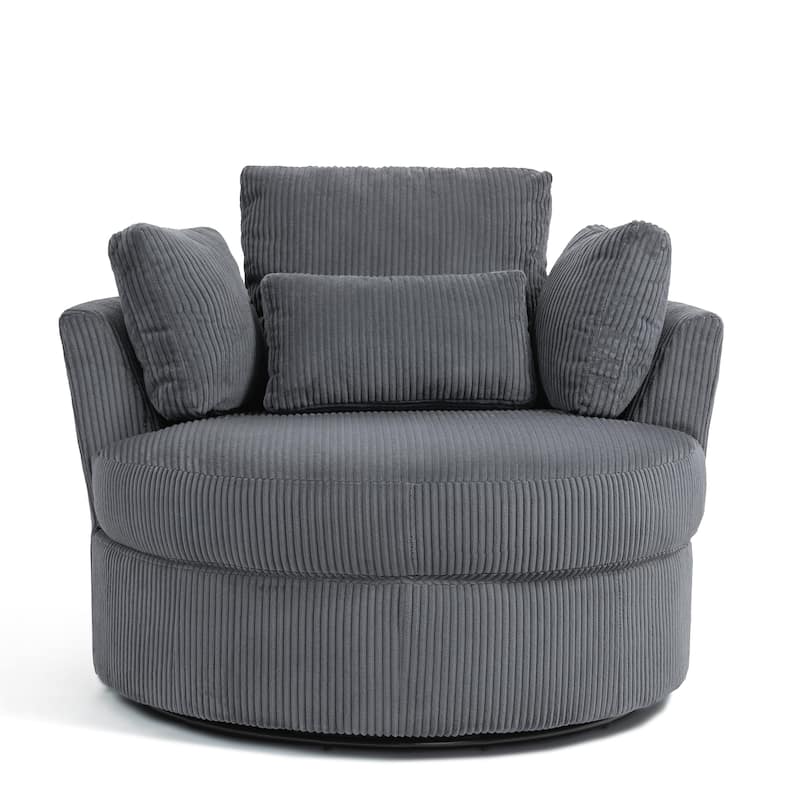 Upholstered Accent Swivel Barrel Armchair Club Chair with Pillows