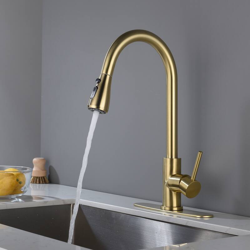 Single Handle Stainless Steel Kitchen Sink Faucet with Pull Down Sprayer