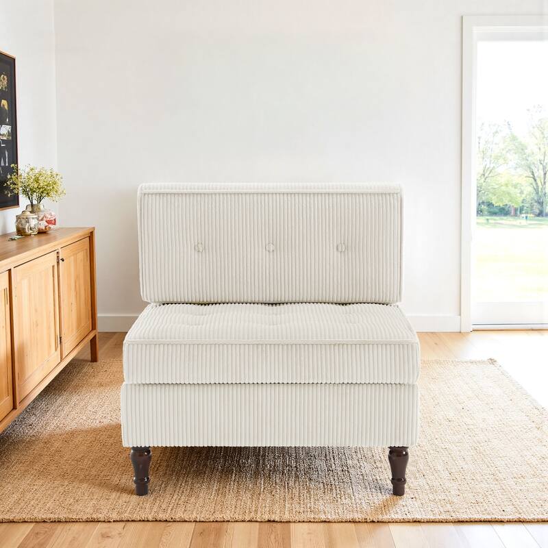 32.57" W Upholstered Corduroy Armless Accent Chair