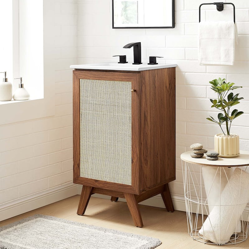 Soma 18" Bathroom Vanity Cabinet (Sink Basin Not Included) - Walnut - Walnut Finish