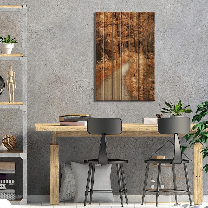 Winding Path Print On Wood by Lars van de Goor - Multi-Color