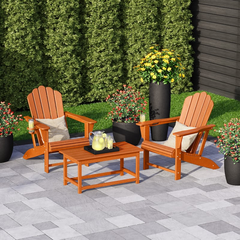 Aderson Outdoor Poly Adirondack Chair Set with Coffee Table
