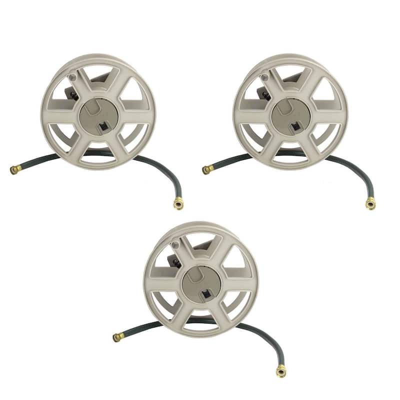 Suncast SWA100 100 Ft. Wall Mount Garden/Yard Hose Reel Side Winder (3 Pack)