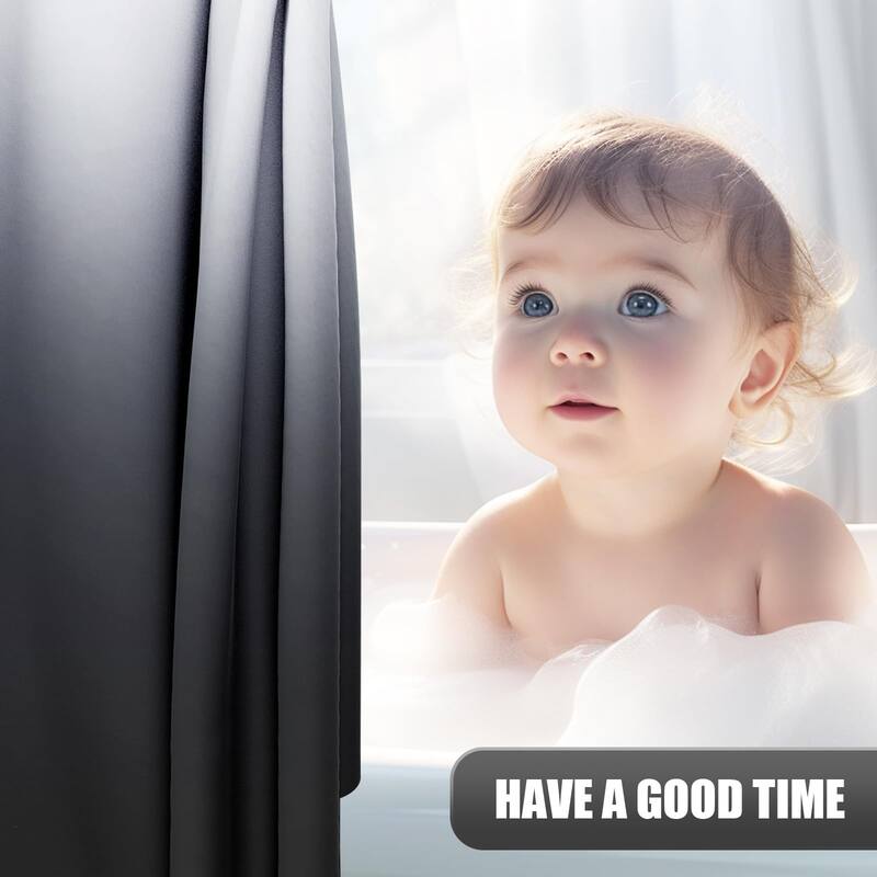 Luxury Shower Curtain, Black Grey Ombre, 72x72, Hooks Included